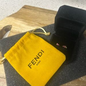 Fendi Monster Gold Ring with Pink Accents